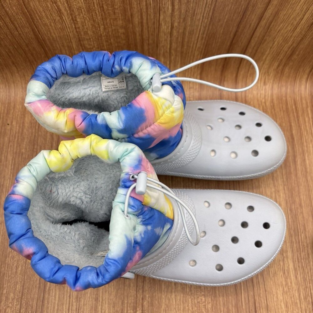 Crocs Boots Neo-Puff Tie Dye Light‎ Blue Fleece Lined Women’s Size 10 Or Men’s 8 - Picture 9 of 9